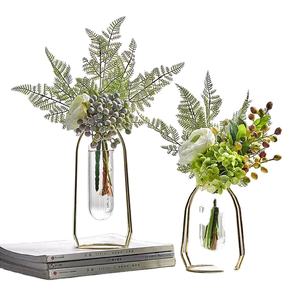 Florero de vidrio de hierro forjado nórdico, adornos para el hogar - Product Image 1