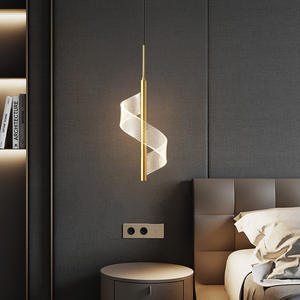 Iron Long Adjustable Height LED Eye Caring Luxury Nordic Style Postmodern Creative Minimalist Bedroom Pendant <b>Light</b> <b>Chandelier</b> - Product Image 3