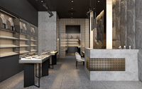 Présentoir mural design de meubles de bijouterie de luxe moderne personnalisée Comptoir vitrine de bijoux pour centre commercial