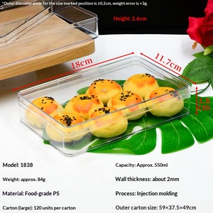 Boîte en plastique rectangulaire plate transparente 550 ml, qualité alimentaire, avec couvercle, pour pâtisserie, biscuits, desserts, emballage cadeau - Product Image 4