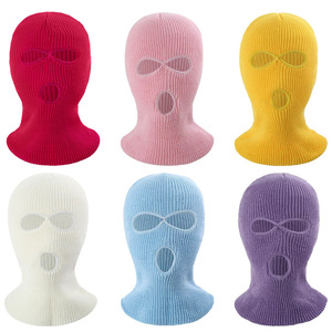 Winter Full Face Balaclava Three Hole Knitted Mask For Outdoor Cycling Windproof Warm Hat Unisex 56-58Cm - Product Image 4
