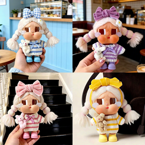 Conjunto de Ropa para Muñeca de Vinilo de 10 cm, Suéter Tejido, Diadema con Lazo, Vestido de Vacaciones en la Playa, 4 Piezas/Juego - Product Image 3