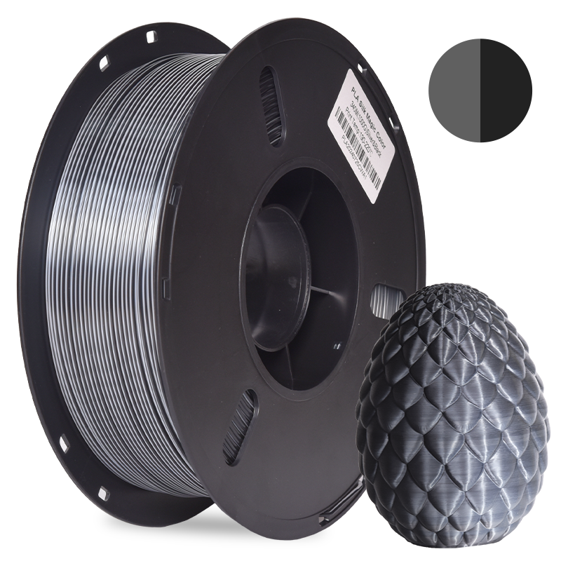 PLA Seda Doble Plata-Negro 1kg