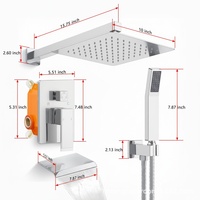 Mitigeur de douche WC encastré de style américain, avec pulvérisation supérieure et douchette à main, à double robinet, en alliage, avec cartouche céramique électroplaquée