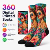 Chaussettes de sport imprimées numériquement à 360°, portrait personnalisé, impression numérique intégrale, polyester doux, OEM