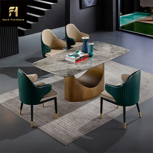 Foshan Furniture 4 6 8 10 Seater Buffet Comedor Dinning Kitchen <strong>Mesa</strong> De Cozinha Jantar Stone Marble Bronze Dining <strong>Table</strong> - Product Image 2