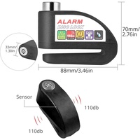 Antivol de disque de moto Nachee 110 dB en alliage de zinc avec câble de rappel de 1,2 m, broche de 6 mm, sécurité antivol du rotor, garantie 1 an
