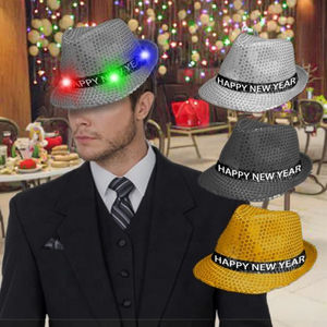 Sombrero Fedora <span class=keywords><strong>de</strong></span> Jazz con lentejuelas LED personalizado para Halloween, <span class=keywords><strong>Año</strong></span> Nuevo, bodas y fiestas <span class=keywords><strong>de</strong></span> <span class=keywords><strong>concierto</strong></span>, suministro <span class=keywords><strong>de</strong></span> decoración <span class=keywords><strong>de</strong></span> eventos con luces coloridas - Product Image 6