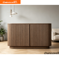 Buffet moderne en chêne massif à cannelures, style Mulholland, 2 portes, meuble de salle à manger de luxe