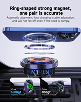 Cargador Inalámbrico Magnético para Auto de 15W, Carga Rápida, Soporte para Rejilla de Ventilación con Rotación de 360°, para iPhone 17, 16, 15 Pro Max
