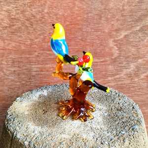 Ensemble de figurines d'oiseaux en verre soufflé à la main, thème animal coloré, ornement décoratif, artisanat d'art fait main - Product Image 6