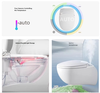 Toilette intelligente moderne murale avec chasse d'eau automatique, bidet électronique, siège chauffant inclus, céramique, double chasse, télécommande