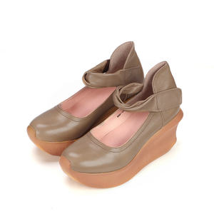 Sandalias de cuña de piel de vaca para mujer, calzado personalizado de moda, material de lujo, primera capa, piel auténtica, venta al por mayor - Product Image 2