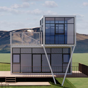 Maison Portable 2 étages avec verre pas cher villa 2 chambres petite cabine en verre en béton bois dormir grèce Portable maison - Product Image 3