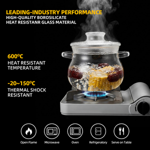 Ensemble <span class=keywords><strong>de</strong></span> 2 casseroles en verre borosilicate <span class=keywords><strong>de</strong></span> 2000 ml et 2500 ml / 67,6 oz et 84,5 oz, transparentes, avec couvercle, pour la cuisine familiale - Product Image 3
