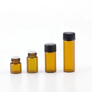 Dram — mini flacon en verre transparent et ambre, bouteille de cosmétiques 1ml, 2ml, 3ml, 5ml, Taiwan, couvercle à vis en plastique, 1/4 Dram