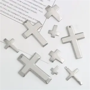 Stainless steel smooth cross necklace bracelet pendant accessories DIY stainless jewelry