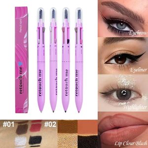 Lápiz de Maquillaje 4 en 1 para Contorno de Cejas con Pincel, 4 Recargas, 4 Colores, Delineador de Cejas, Delineador de Ojos, Delineador de Labios, Iluminador - Product Image 3