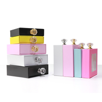 Tiroir en papier Boîtes d'emballage pour bijoux avec poignée en cristal Boîte à bijoux pour collier Tiroir cadeau Carton imprimé rose