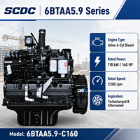 Moteur diesel SCDC 6BTAA5.9-C160 118 kW 160 CV 2200 tr/min, 6 cylindres en ligne, turbocompressé, refroidi par eau, pour machines de construction