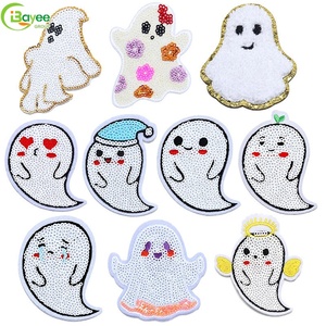 Patch brodé à sequins fantôme d'Halloween mignon, sans perte de fibres, thermocollant pour vêtements, décoration DIY - Product Image 3