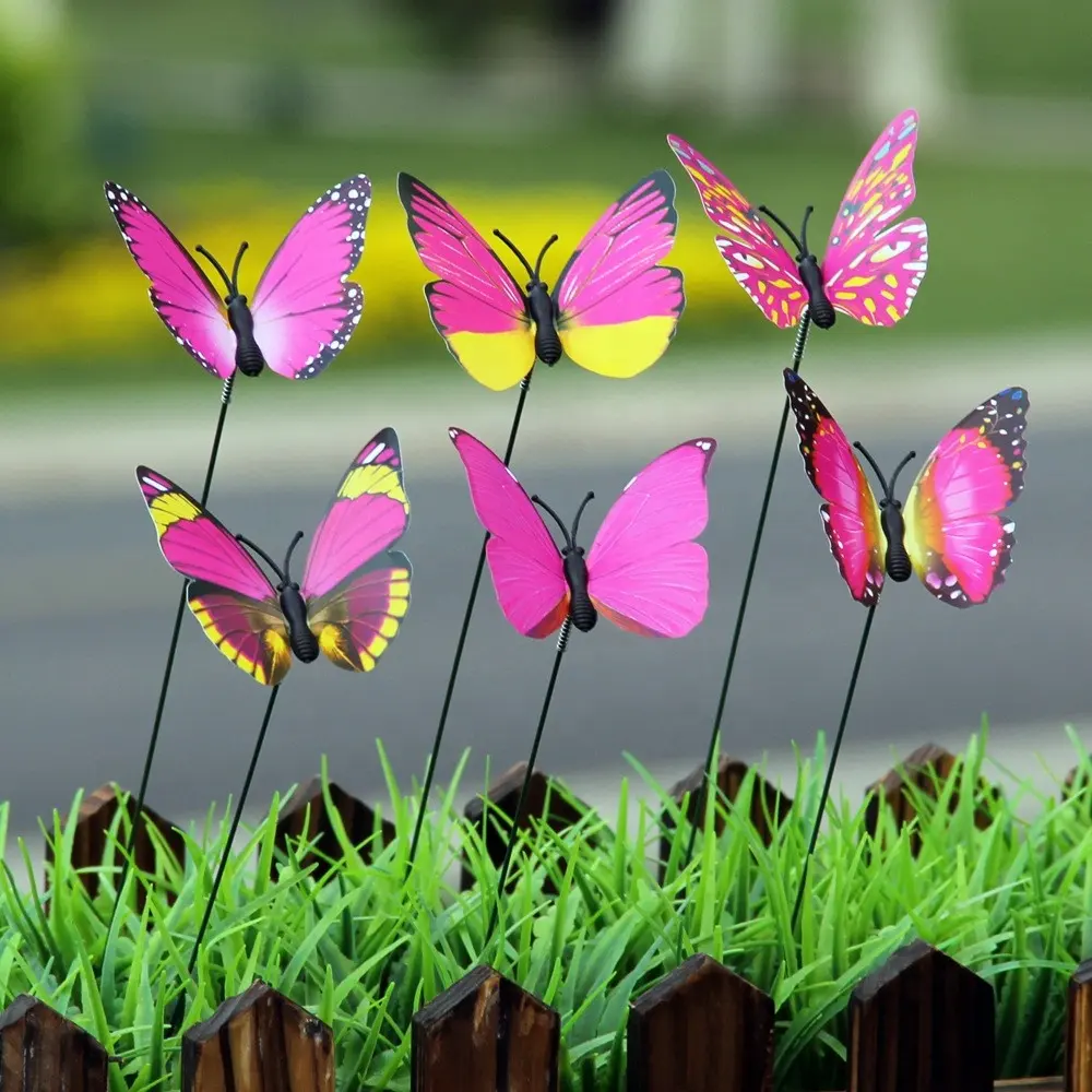 Garden Butterfly Stakes Waterproof Butterflies Decor for Outdoor Home Yard Patio Flower Plant Pot Party Supplies