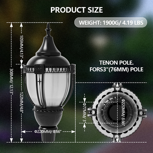 Lampe de jardin en aluminium certifiée ETL, alimentée par courant alternatif 120 V, IP65, LED 5000 K, lampadaire à capteur, garantie 5 ans pour l'éclairage - Product Image 4