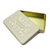 Boîtes en étain vides de qualité alimentaire avec logo personnalisé en relief, boîte en métal pour biscuits, bonbons, emballage, grande boîte en étain rectangulaire avec couvercle