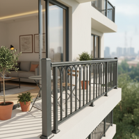Fabricant de balustrades en aluminium noir thermolaqué au design moderne pour balcon résidentiel, sans entretien, taille personnalisée