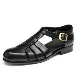 British Style Men's Oxford Lace-Up Cow Leather Lightweight Comfortable Durable Non-Slip Dress <b>Sandals</b> Shoes - Product Image 1