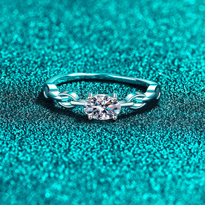 VVS1 0.5ct Moissanite Engagement <b>Ring</b> Bezel Setting <b>925</b> Sterling <b>Silver</b> Rhodium Plated Trendy for Women - Product Image 1