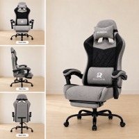 Chaise de jeu ergonomique avec repose-pieds, pivotante et inclinable, en velours, pour bureau, hauteur réglable, vérin à gaz 3 positions, personnalisable