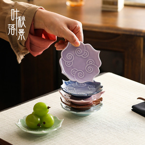 Fallen Leaves In Autumn Ceramic Flower Shape <b>Tray</b> Handmade <b>Small</b> Dish For Snack Party Dishes - Product Image 1
