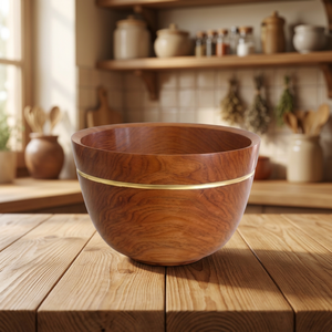 Nuevo Tazón de Servir Estilo Japonés de Madera de Acacia Pulida, Ecológico y Vintage, para Ensaladas y Fiestas, BS INTERNATIONAL 0.4kg - Product Image 1