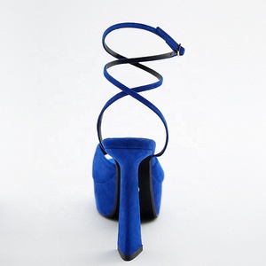 2024 talons personnalisés fabricants <span class=keywords><strong>bleu</strong></span> haut bout <span class=keywords><strong>ouvert</strong></span> plate-forme sandales luxe extérieur pompes complet personnalisé dames talons chaussures - Product Image 5