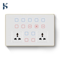 Interrupteur tactile intelligent combo domestique 12M standard Inde, contrôle APP Zigbee/WiFi avec mémoire de panne de courant et fonction de temporisation, panneau en verre 10A