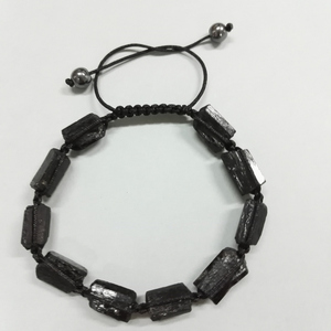 Bracciale Unisex regolabile in macramè Energy Bracciale 6mm curativo nero naturale grezzo tormalina ruvida nero con perline fini - Product Image 3
