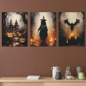 SQ recién llegado decoración de pared de Halloween <span class=keywords><strong>pintura</strong></span> lienzo impresiones calabaza casa embrujada <span class=keywords><strong>bruja</strong></span> murciélago lienzo <span class=keywords><strong>pintura</strong></span> - Product Image 2