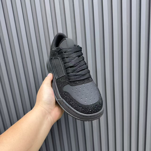 Zapatillas de skate bajas con paneles de purpurina negra para hombre y mujer, calzado informal con cordones para streetwear - Product Image 6