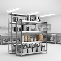 Étagère robuste en acier inoxydable épaissi à 4 niveaux, rayonnage de stockage commercial pour cantine, salle à manger et cuisine