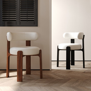<span class=keywords><strong>Sedia</strong></span> da Pranzo Semplice in Legno Massello e Pelle Stile Retrò con Schienale Imbottito, Adatta per Ristoranti, Hotel, Appartamenti e Centri Commerciali - Product Image 1