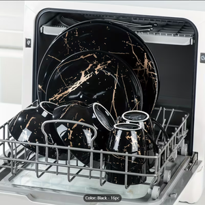 Fabricant Bluk, vente en gros personnalisée de services de vaisselle noirs pour 4 personnes, ensembles de vaisselle en porcelaine 16 pièces (assiettes, bols, tasses) - Product Image 2
