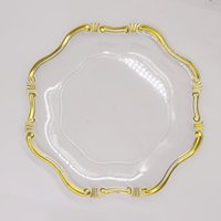 Assiette de Présentation en Plastique Alimentaire 13 Pouces, Dorée à Chaud, Électroplaquée, pour Mariage, Hôtel, Style Moderne Minimaliste, Transparente