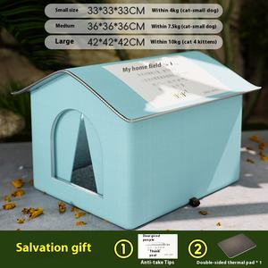 Casetta per Gatti da Esterno per Tutte le Stagioni in Tessuto Oxford Impermeabile Resistente al Freddo con Fantasia Invernale Tappetino Caldo Spaziosa Tenda Chiusa con Bottoni - Product Image 6