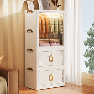 Armadio Portatile Pieghevole di Grande Capacità per Camera da Letto e Soggiorno, Guardaroba Espandibile in Plastica - Product Image 1