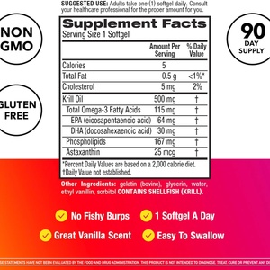 Complément alimentaire d'huile de krill oméga 3, OEM ODM, extra fort en EPA et DHA, gélules d'huile de krill, astaxanthine, complément pour la santé cardiaque - Product Image 2