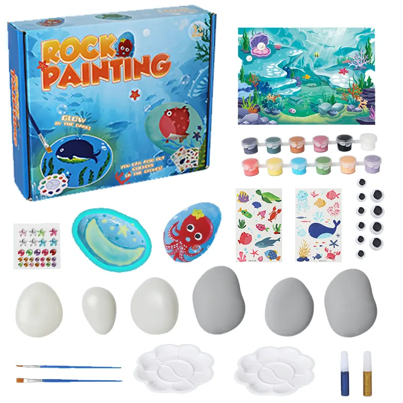Brinquedo criativo personalizado para desenho graffiti, kits de atividades artesanais educacionais, DIY, ecológico, pintura em rocha para crianças