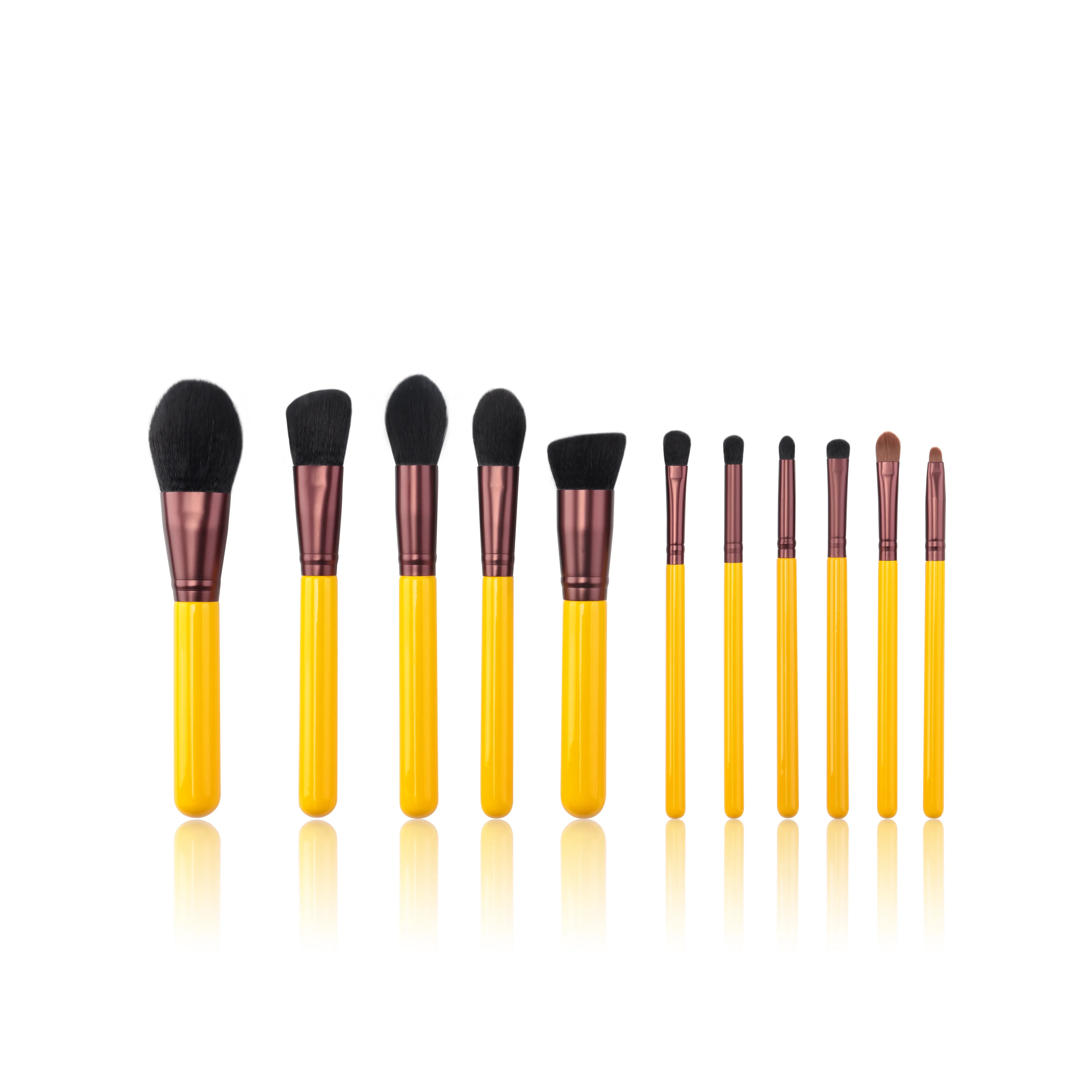 New Facial beauty tools application popular yellow luxury makeup brush full set