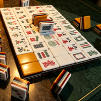 Jeu de Mahjong Américain en Acrylique Rayé Multi-couches, Pliable et Portable, Tuiles de Mahjong Robustes, Jeu de Table Classique pour Joueurs de Mahjong