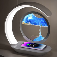 Nouvelle Lampe de Chevet LED à Peinture de Sable Mouvant, Rechargeable Sans Fil USB, Lampe de Bureau 3D en Forme d'Horloge Sable, Ornement Parfait pour une Ambiance Chevet
